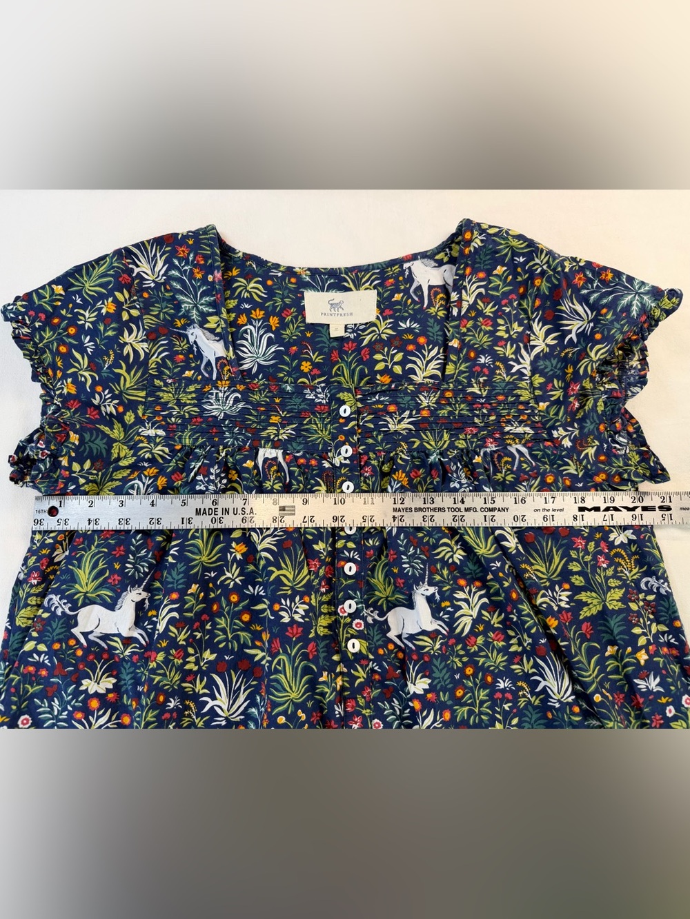 Printfresh Unicorn Pintuck Organic Cotton Floral Pajama Dress - Picture 6 of 11